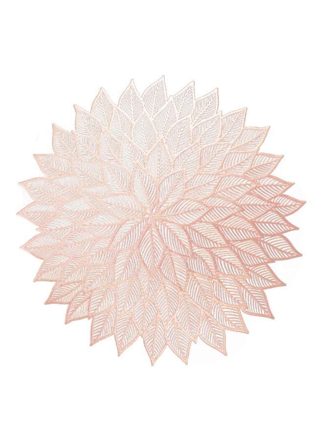 HASTHIP Round Placemats, Table Plate Dish Placemats,Heat Resistant PVC Dining Table Mats Fashion Floral Cut-out Dining Placemat for Daily, Party, Rose Golden, 1Pcs