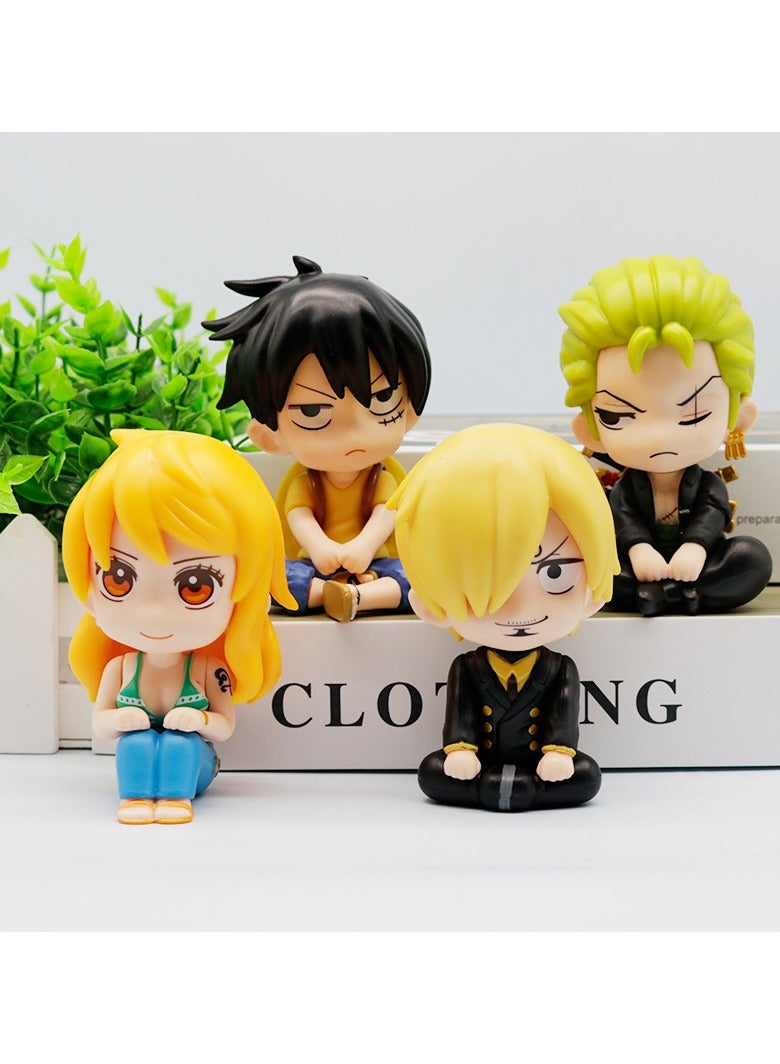 4pc Anime One Piece action figure Q Version Doll Sitting Position Luffy Zoro Nami PVC Action Figure GK Model Ornament Kids Hobby Toys Gift - Image 3