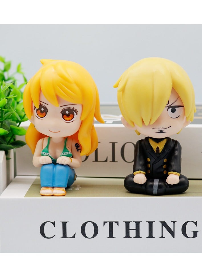 4pc Anime One Piece action figure Q Version Doll Sitting Position Luffy Zoro Nami PVC Action Figure GK Model Ornament Kids Hobby Toys Gift - Image 4