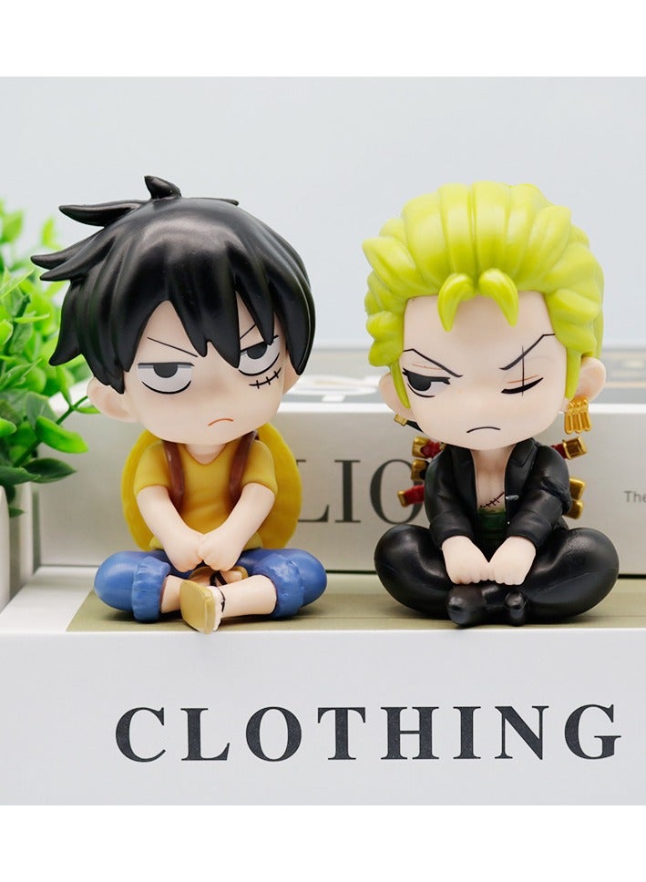 4pc Anime One Piece action figure Q Version Doll Sitting Position Luffy Zoro Nami PVC Action Figure GK Model Ornament Kids Hobby Toys Gift - Image 5