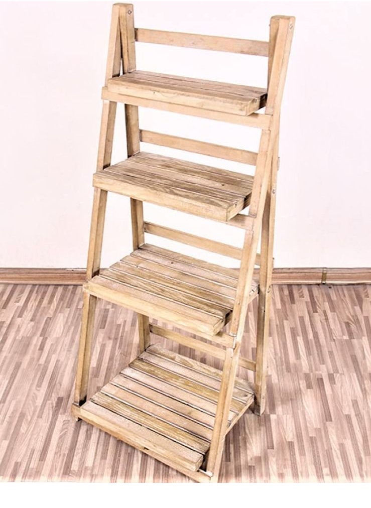 Maston - Wooden Flower Stand Foldable Four Layers Great for Displaying Potted Plants, Books Shelves, Flowers Rack,Home Indoor/Outdoor Decoration - Image 1