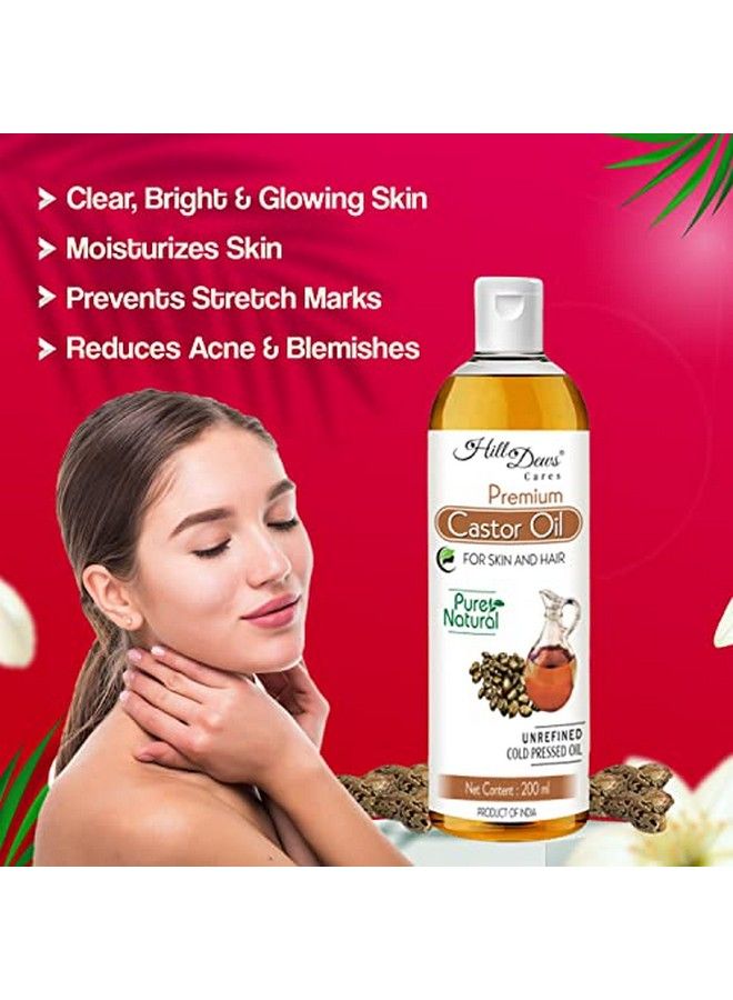 HillDews Castor Oil 200Ml Cold Pressed Pure Unrefined For Skin Moisturizing Hair Growth Oil Beard Growth Eyebrow Eyelashes Growth Free From Paraben Hexane And Mineral Oil - Image 4