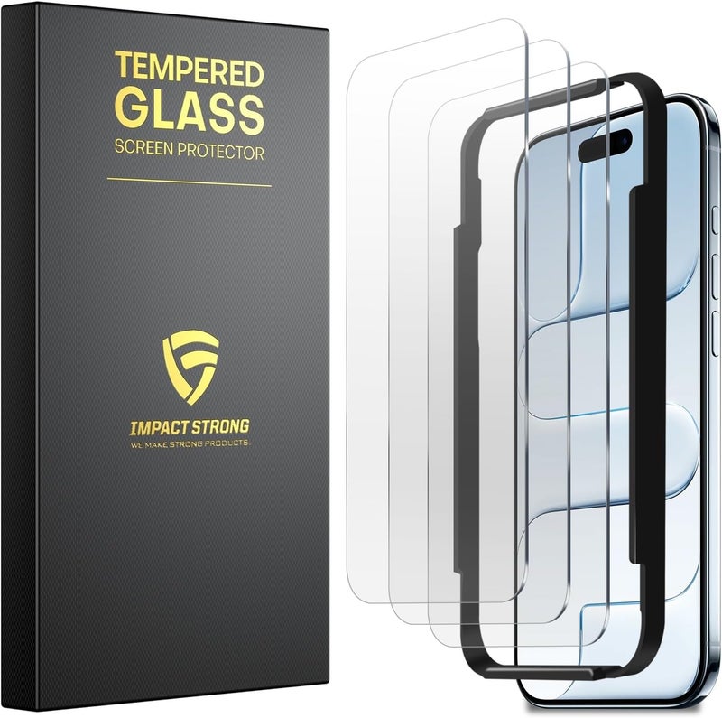 ImpactStrong 3-Pack Shatterproof Tempered Glass Screen Protector for iPhone 17 Air [Easy Installation Frame] [Bubble Free] [9H Hardness] [Full Coverage] Case Friendly, 6.6 Inch - Image 1