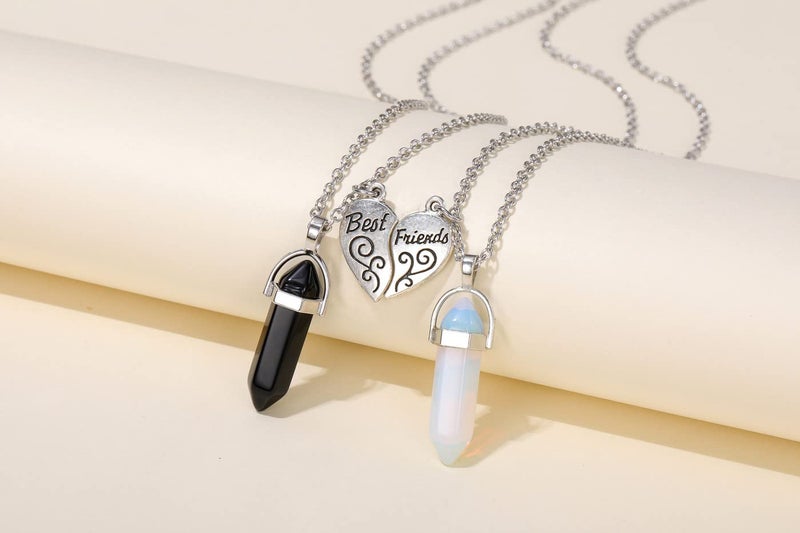 PESOENTH BFF Necklace for 2 - Matching Heart Best Friends Crystal Pendant Necklaces Friendship Gifts For Women Birthday Jewelry - Image 4