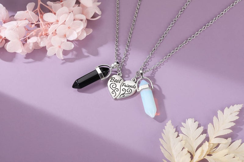 PESOENTH BFF Necklace for 2 - Matching Heart Best Friends Crystal Pendant Necklaces Friendship Gifts For Women Birthday Jewelry - Image 2