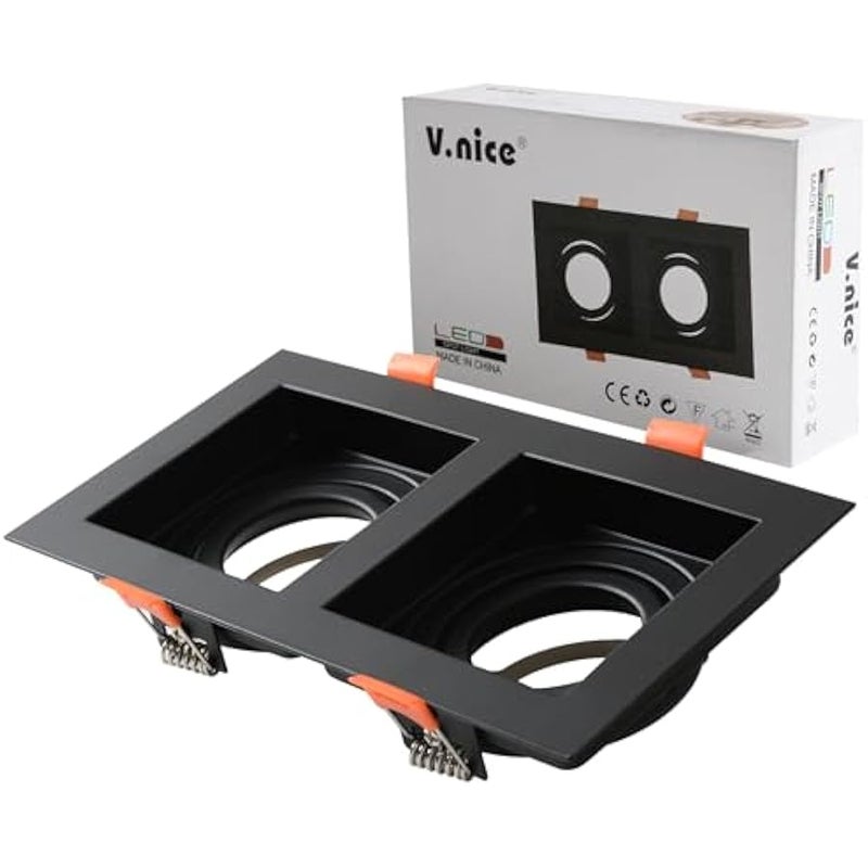 V.nice Two adjustable recessed ceiling spotlights, GU5.3 lamp holder, 30° tilt, bulbs not included, suitable for kitchen and living room. - Image 1