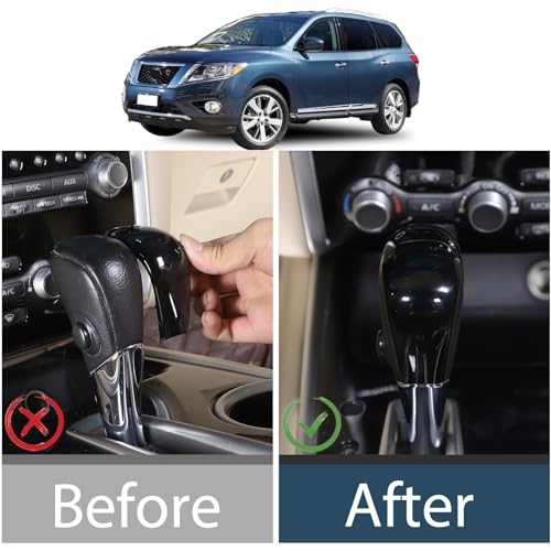 Lcojicep ABS Car Gear Shift Knob Cover Compatible with Nissan Pathfinder 2013-2018 Gear Head Cover Gear Handle Head Gear Lever Protective Shel (Shift knob Head Patch，Piano Black) - Image 2