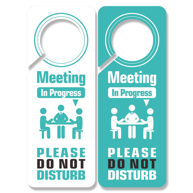 psler 2 Pack Meeting in Progress Door Sign, Do Not Disturb Door Hanger Funny PSLER Meeting in Progress Door Sign Two Sided Used for Many Places Like Law Firms, Offices, Clinics Christmas Gifts - Image 1
