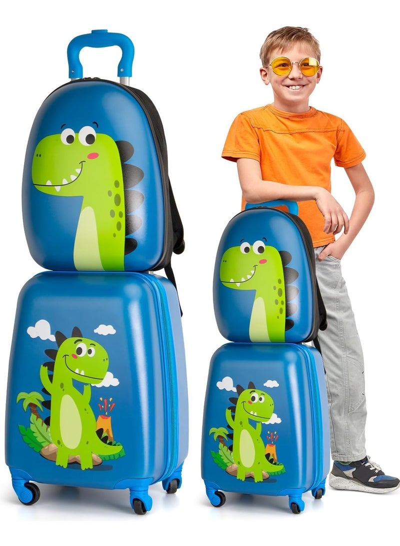 Jorunb Kids Carry On Luggage Set, Hard Shell Travel Luggage W/Backpack, Hard side Rolling Suitcase W/Spinner Wheels, Kids Suitcases With Wheels for Boys Girls Toddlers Children (Blue)  - Image 1