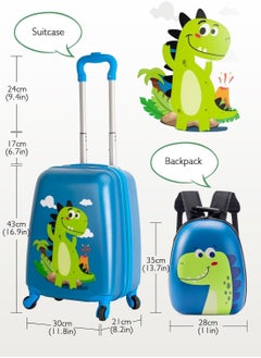 Jorunb Kids Carry On Luggage Set, Hard Shell Travel Luggage W/Backpack, Hard side Rolling Suitcase W/Spinner Wheels, Kids Suitcases With Wheels for Boys Girls Toddlers Children (Blue)  - Image 2