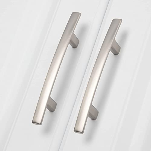 homdiy 20 Pack Solid Zinc Alloy Cabinet Handles, 3 Inch Hole Center Cabinet Pulls, Brushed Nickel Arch Drawer Pulls Modern Hardware for Kitchen Bathroom Cupboard - Image 1