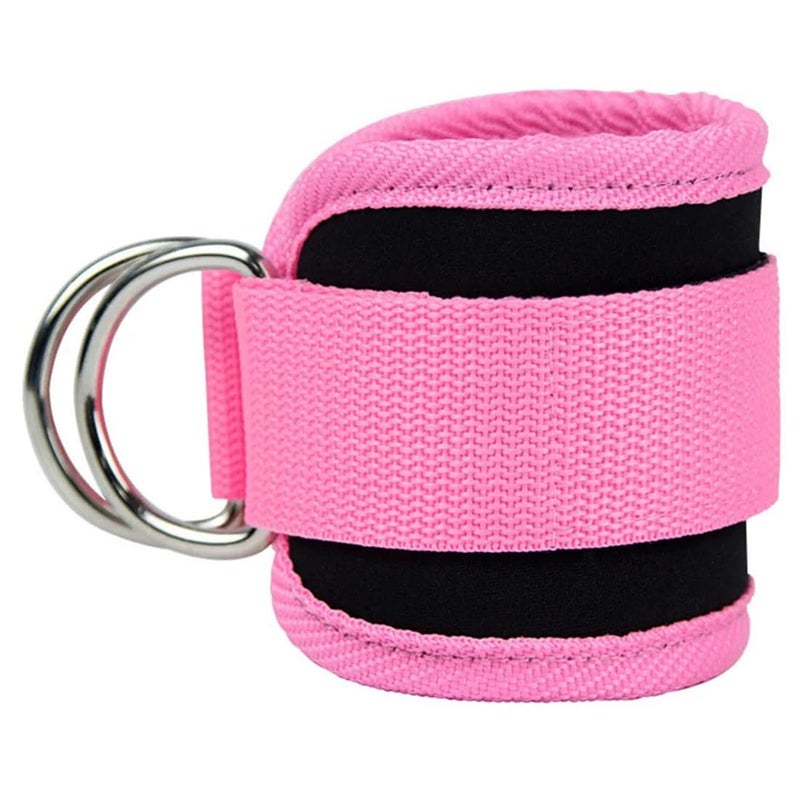 EastyGold Ankle Strap Ankle Resistance Band Wrist Cuff Padded Strap Adjustable Fitness Glute Kickback DRing for Cable Machine Gym Foot Leg Training Brace Support 1 Pack pink - Image 2