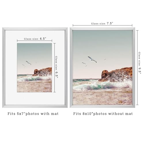 Frametory, 8x10 Metal Picture Frame with Mat for 5x7 Picture & Real Glass, Aluminum Photo Frame Collection (Silver, 1 Pack) - Image 2