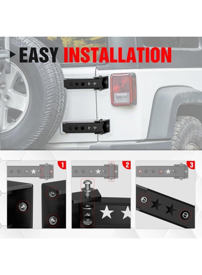 YZONA Steel Heavy Duty Reinforc Tailgate Hinge Set forJeep Wrangler JK 2007-2018 - Image 5