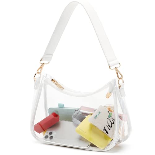 CYHTWSDJ Shoulder Bags for Women, Cute Hobo Tote Handbag Mini Clutch Purse with Zipper Closure (Clear White) - Image 1