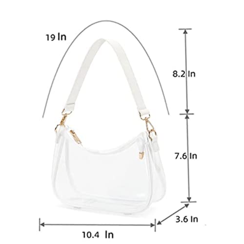 CYHTWSDJ Shoulder Bags for Women, Cute Hobo Tote Handbag Mini Clutch Purse with Zipper Closure (Clear White) - Image 3