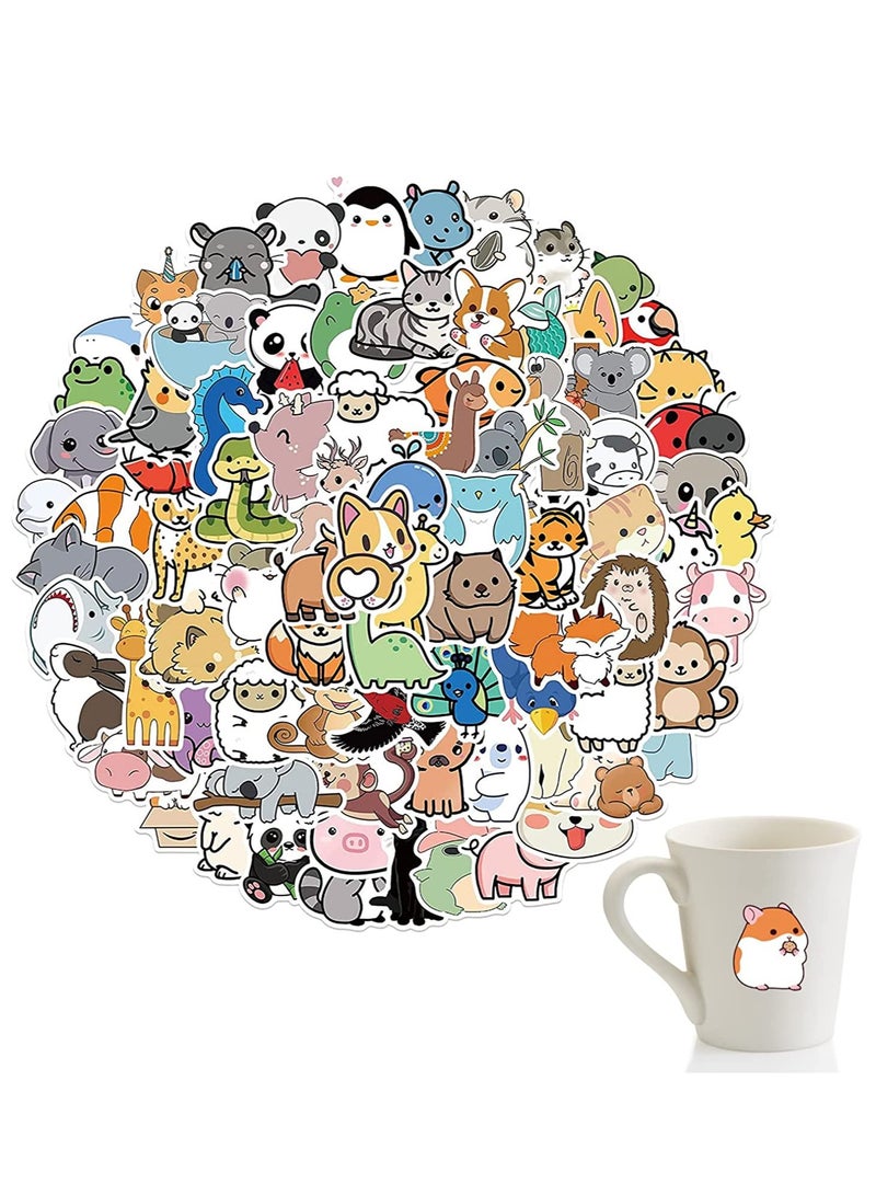 Excefore 100 Pcs Cute Animal Stickers, Waterproof Vinyl Animal Stickers for Kids, Colorful Animal Stickers for Water Bottles, Skateboard and Laptops, Cute Colored Animal Stickers for Boys and Girls - Image 1