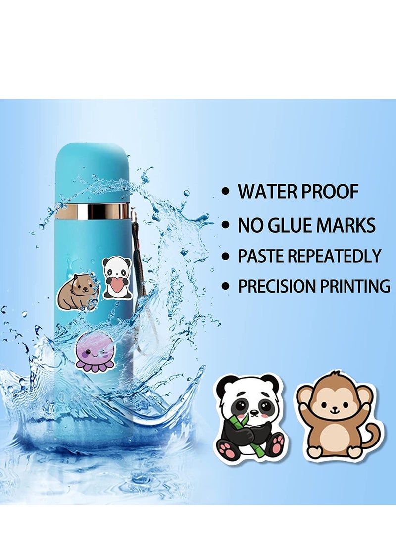 Excefore 100 Pcs Cute Animal Stickers, Waterproof Vinyl Animal Stickers for Kids, Colorful Animal Stickers for Water Bottles, Skateboard and Laptops, Cute Colored Animal Stickers for Boys and Girls - Image 3