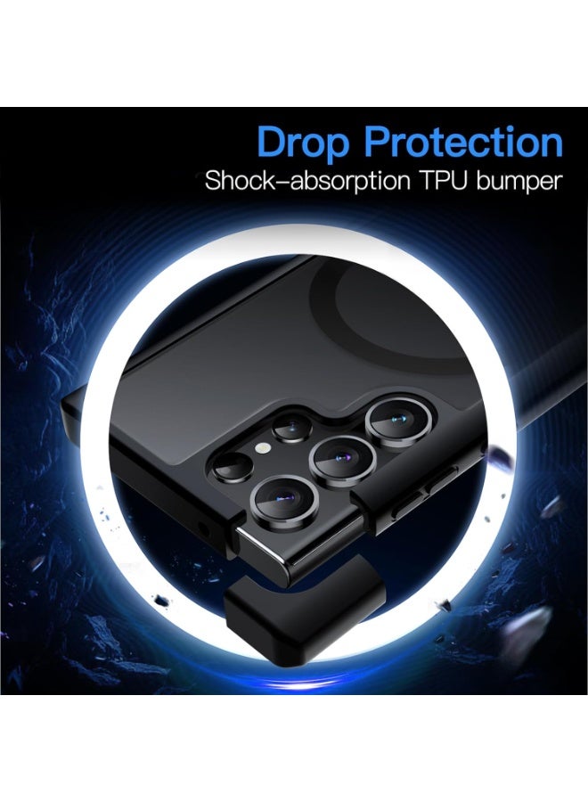 Magnetic Case for Samsung Galaxy S23 Ultra 5G 6.8-Inch, Compatible with MagSafe, Translucent Matte Back Shockproof Phone Cover (Black) - Image 5