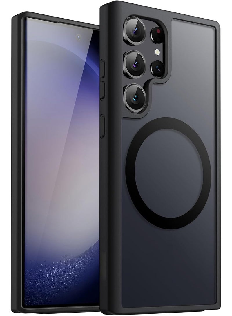 Magnetic Case for Samsung Galaxy S23 Ultra 5G 6.8-Inch, Compatible with MagSafe, Translucent Matte Back Shockproof Phone Cover (Black) - Image 1