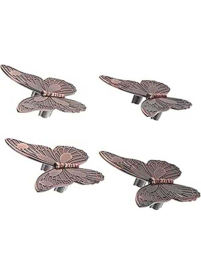Vintage Butterfly Pull Handles Cabinet Knobs Zinc Alloy Red Bronze 32mm Hole Spacing - Image 1