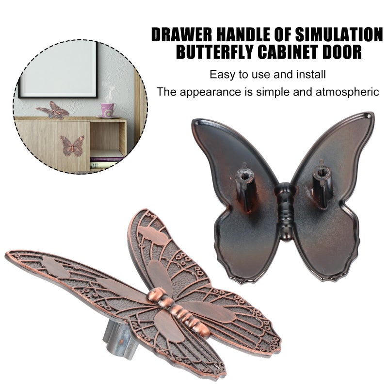 Vintage Butterfly Pull Handles Cabinet Knobs Zinc Alloy Red Bronze 32mm Hole Spacing - Image 4