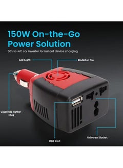 Car Inverter Adapter 150W with USB 5V Charging Port Power Inverter DC 12V to AC 220V - pzsku/Z40DB1024C0A9DE010A5BZ/45/_/1735375304/8e5f272d-d6dd-4fd4-a6ba-223b5f7c2129