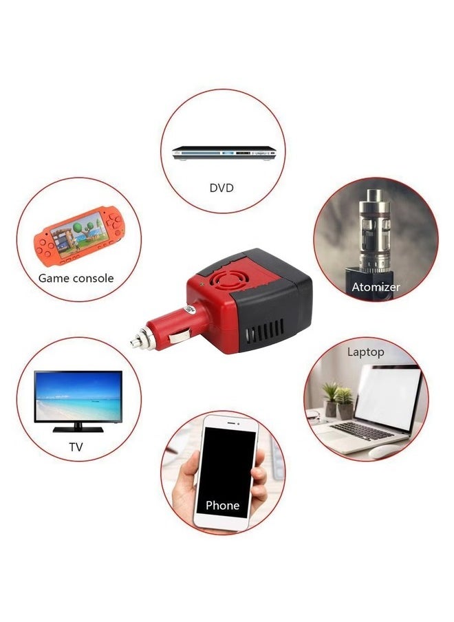 ال سي - محول عاكس للسيارة 150 وات مع منفذ شحن USB 5 فولت محول طاقة تيار مستمر 12 فولت إلى تيار متردد 220 فولت - Image 1