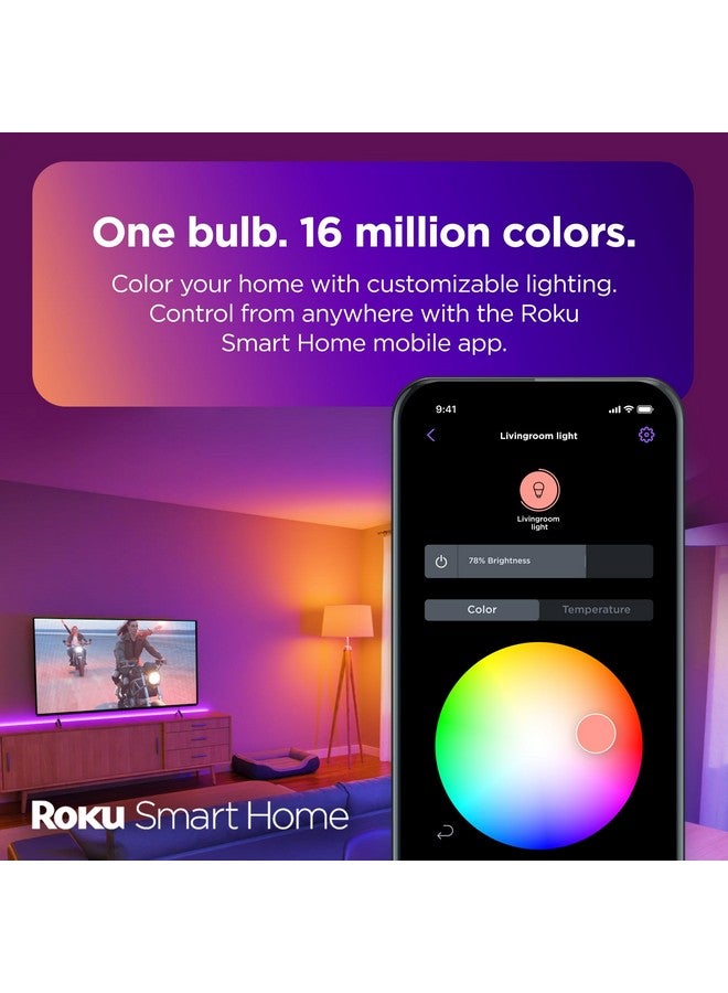 ROKU Roku Smart Light Bulbs (Color, 1-Pack) - Dimmable A19 Color Lightbulbs with Adjustable Brightness & Temperature - WiFi Smart Bulbs Works Voice, Alexa & Google Assistant - Smart Home Products  - Image 1