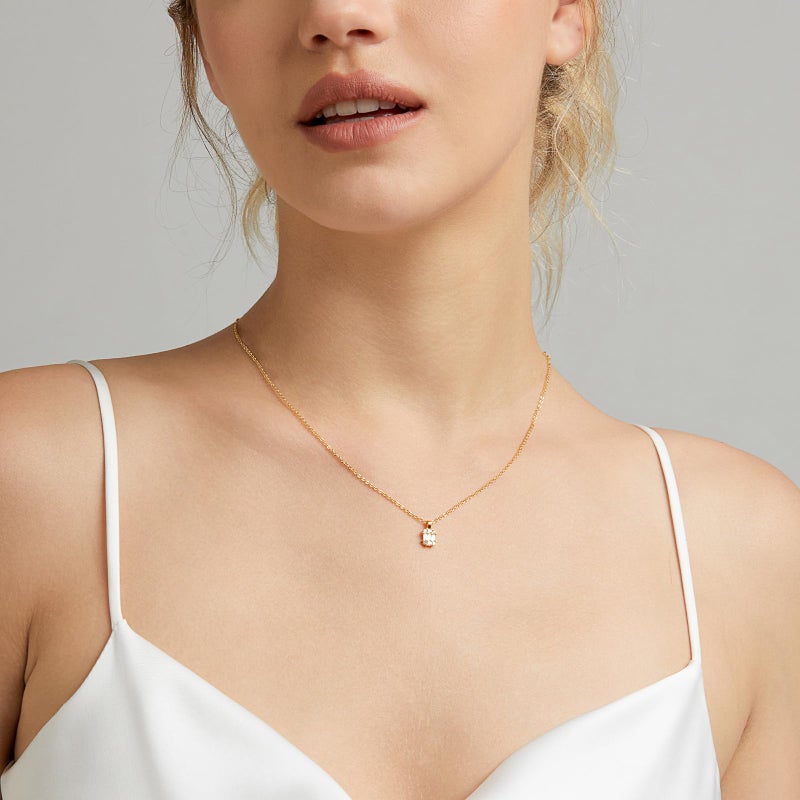 Zeffy Gold Necklace Diamond Pendant Necklaces Dainty Simple Cute Gold Cubic Zirconia Necklaces for Women Trendy Gold Jewelry Gift - Image 4