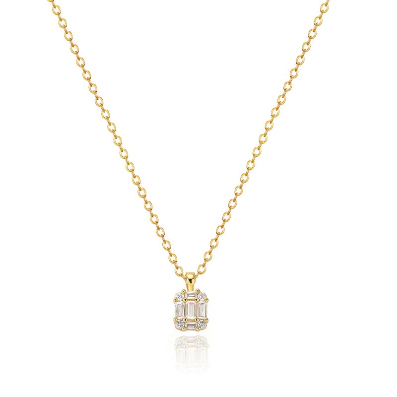Zeffy Gold Necklace Diamond Pendant Necklaces Dainty Simple Cute Gold Cubic Zirconia Necklaces for Women Trendy Gold Jewelry Gift - Image 1