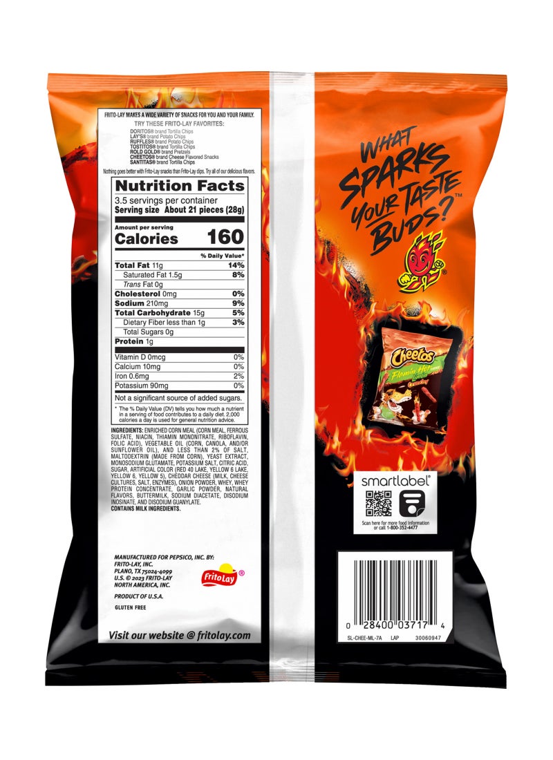 Cheetos Flamin Hot Crunchy Cheese Puffs 99g - Image 2