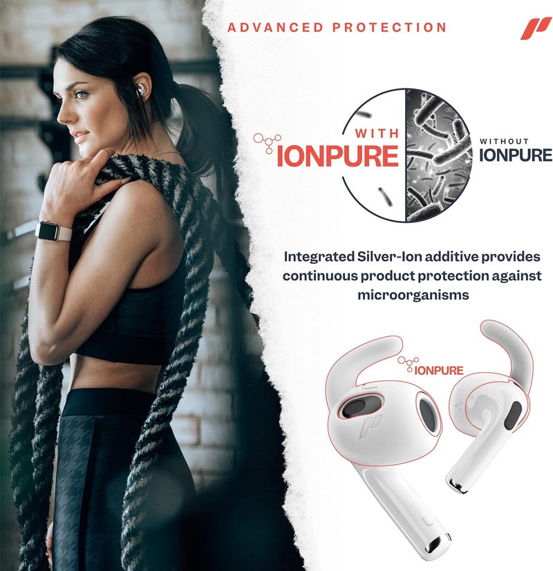 Proof Labs ملحقات بروف لابس لسماعات أيربودز 3: أغطية وخطاطيف للأذن [مع حقيبة تخزين إضافية]، أطراف إمساك، أجنحة مضادة للانزلاق، متوافقة مع أيربودز الجيل الثالث من أبل (متوسطة) - Image 5