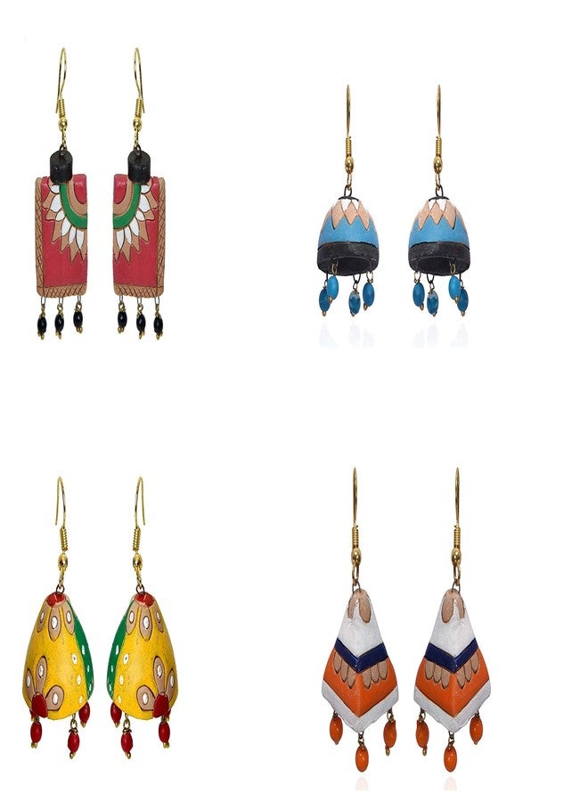 RAI COLLECTION مجموعة راي، أقراط جومكا من الطين للنساء، متعددة الألوان - Image 2
