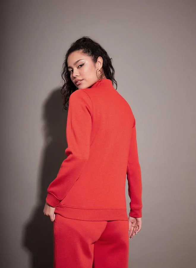 SASSAFRAS Red Fleece Zipper Jacket by Styli