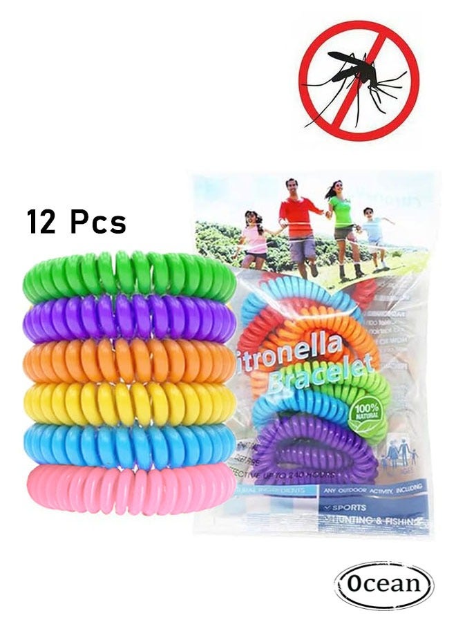 Ocean Waterproof Repellent Bracelets 12 Pack Multicoloured, Fragrance Mosquito Repellent Wristband for Adults, Kids, Pets, Natural and Waterproof Wrist Bands, Suitable for Travel Protection  - Image 1