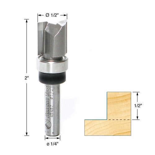 Amana Tool - 45487 Carbide Tipped Flush Trim Plunge Template 1/2 Dia x 1/2 x 1/4" Shan - Image 2