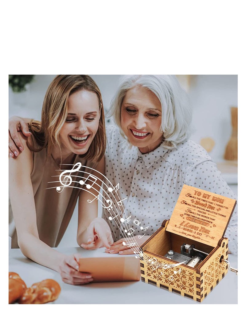 Barakah Mom Birthday Gifts Music Box from Daughter, You are My Sunshine Mechanism Vintage Personalized Wood Laser Engraved Cute Daughter to for Mothers Day - Image 2