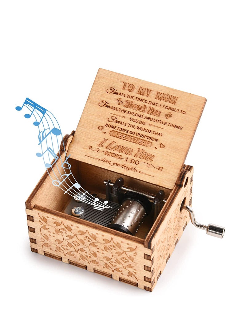Barakah Mom Birthday Gifts Music Box from Daughter, You are My Sunshine Mechanism Vintage Personalized Wood Laser Engraved Cute Daughter to for Mothers Day - Image 1