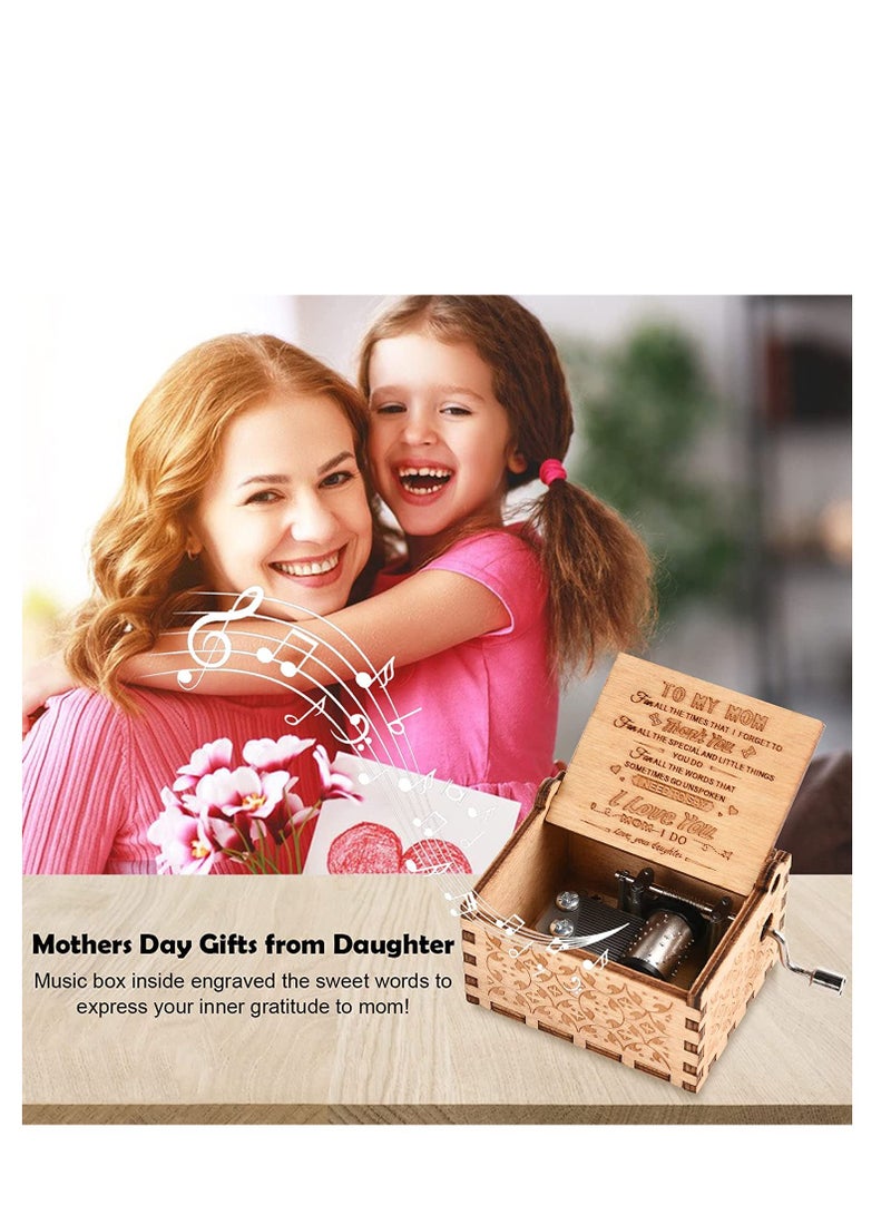 Barakah Mom Birthday Gifts Music Box from Daughter, You are My Sunshine Mechanism Vintage Personalized Wood Laser Engraved Cute Daughter to for Mothers Day - Image 3