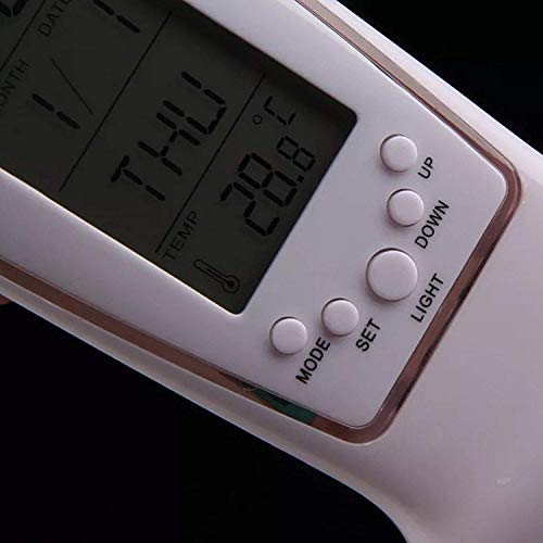 Homevilla Homevilla Plastic MultiFunction Digital LED Alarm Clock Calendar Thermometer Display with Backlight Electronic Square Watch for Kids White  - Image 4