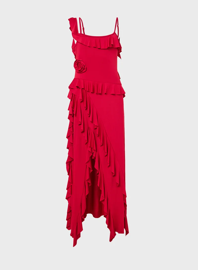 جينجر Frill Detail Slip Dress