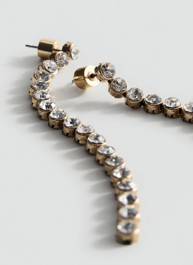 MANGO Long crystal earrings