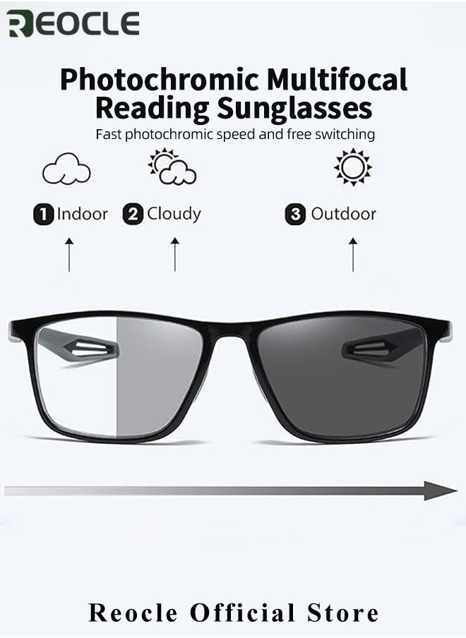REOCLE - Progressive Multifocus Reading Glasses Flexible Lightweight TR90 Frame Blue Light Blocking Computer Readers for Women and Men - Image 1