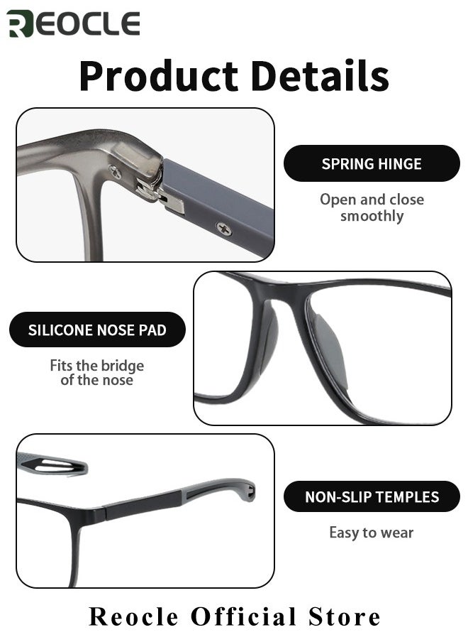 REOCLE - Progressive Multifocus Reading Glasses Flexible Lightweight TR90 Frame Blue Light Blocking Computer Readers for Women and Men - Image 1