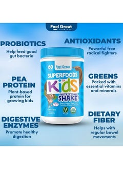 Feel Great 365 Feel Great Vitamin Co. USDA Organic Green Superfood Kid's Protein Powder, Chocolate Vegan Smoothie Mix with Greens, Vitamins, Probiotics, Antioxidants & Natural Enzyme Support  - Image 3