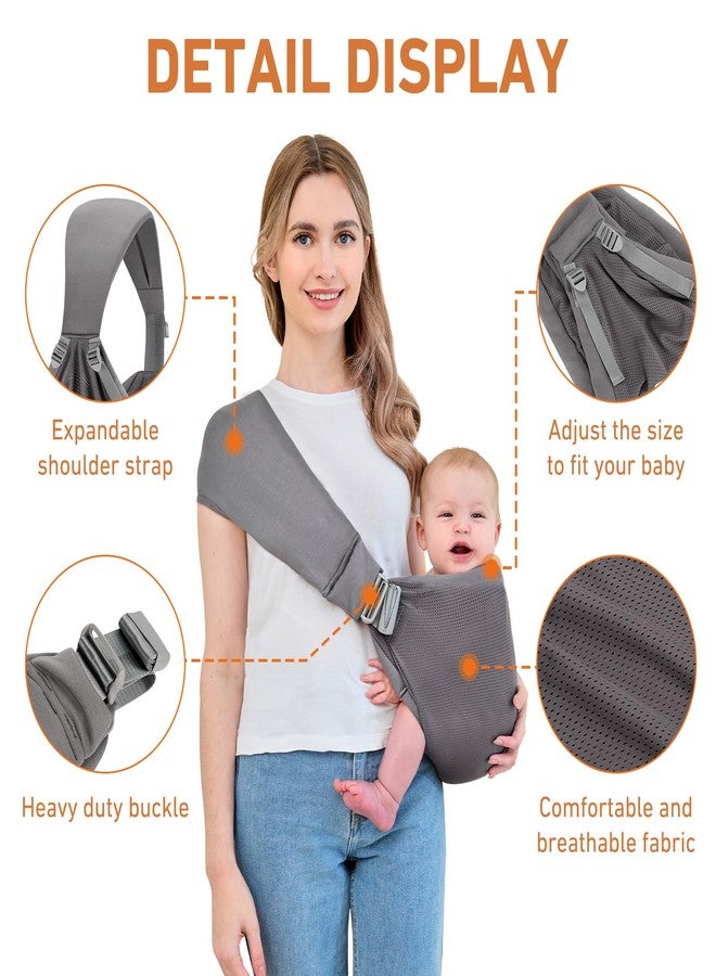 Ocanoiy Baby Sling Carrier, Baby Carrier Newborn to Toddler, Mesh Toddler Carrier, Lightweight Breathable Summer Baby Wraps Carrier, Baby Carriers One Size Fits All (Dark Grey) - Image 4