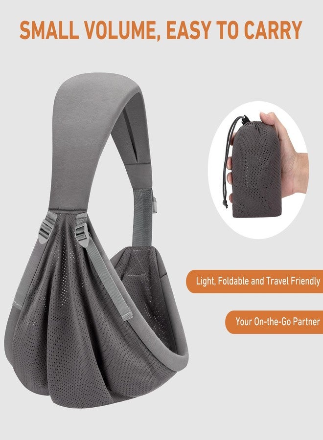 Ocanoiy Baby Sling Carrier, Baby Carrier Newborn to Toddler, Mesh Toddler Carrier, Lightweight Breathable Summer Baby Wraps Carrier, Baby Carriers One Size Fits All (Dark Grey) - Image 5