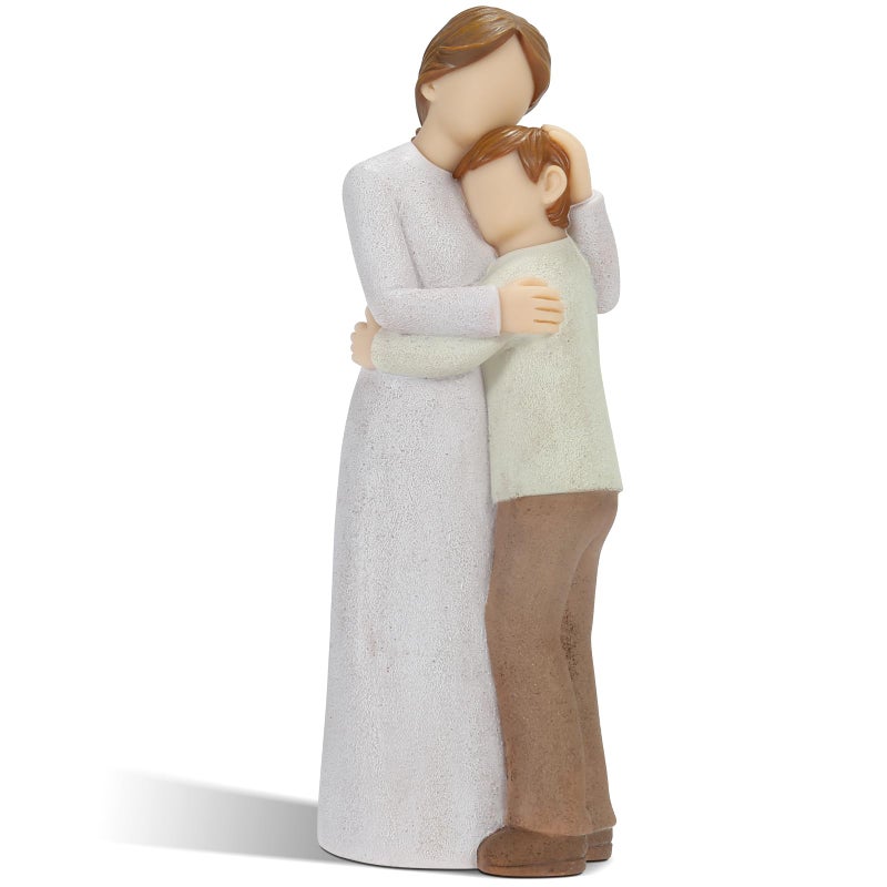 Symbullize Mother Son Embrace Sculpture, Hand-Painted Mom & Son Figurine for Cherishing Maternal Bond, Memorial & Gifting on Mother's Day/Birthday/Christmas - Image 2