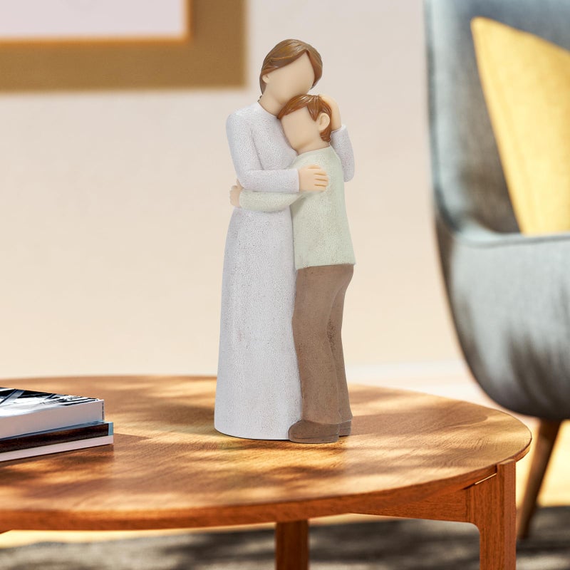 Symbullize Mother Son Embrace Sculpture, Hand-Painted Mom & Son Figurine for Cherishing Maternal Bond, Memorial & Gifting on Mother's Day/Birthday/Christmas - Image 3